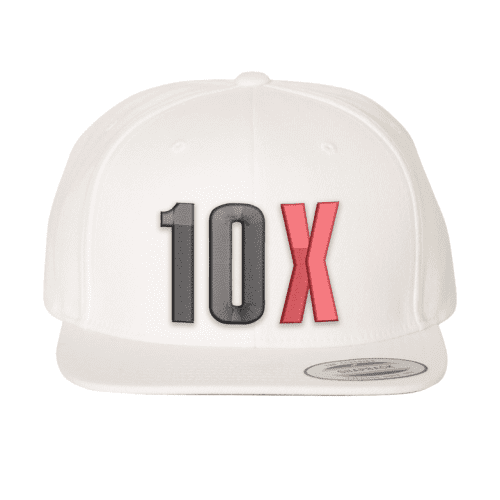 10X Flat Bill Snapback Hat WHT 01